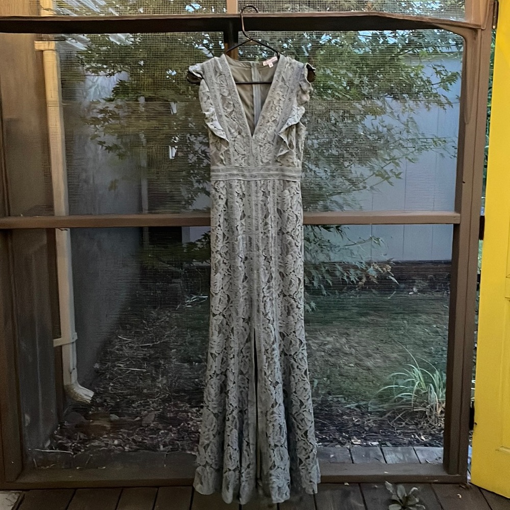 Baltic Born Light Gray Lace Maxi Dress
